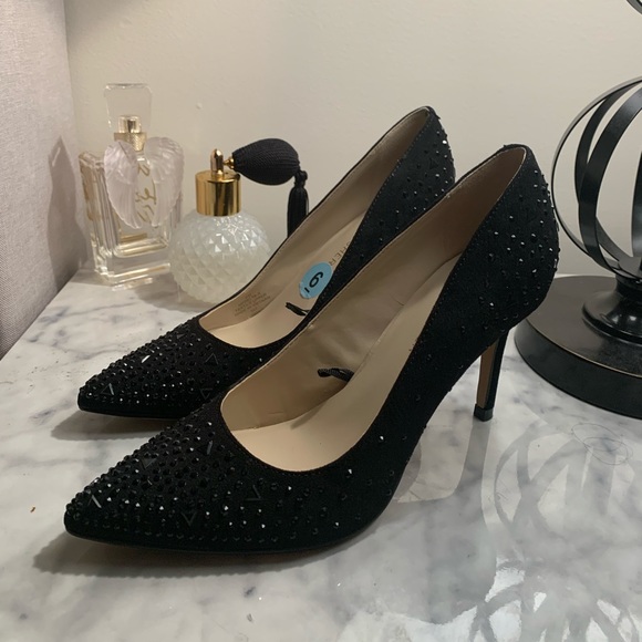 Shoe Dazzle Shoes - Black Rhinestone Heels